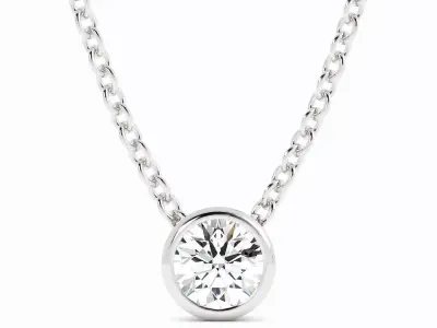 Classic Round Diamond Necklace Bezel Set Necklace 3D print model
