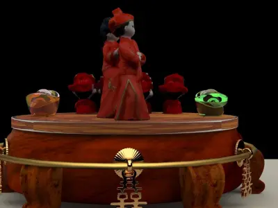 Chinese wedding dolls 3D model