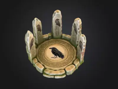 Ancient Raven Ritual Circle Low-poly 3D model