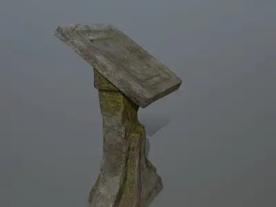lectern stone bench Low-poly 3D model