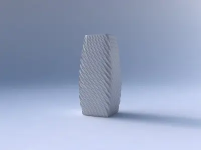 Vase rectangle with twisted diagonal grid dents 3D print model