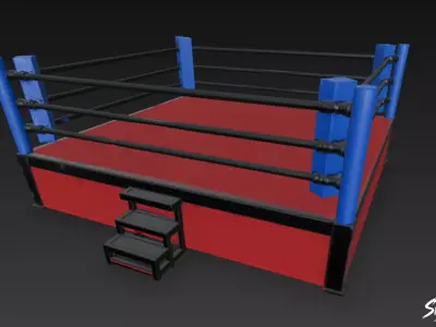 Boxing Ring Blue Corner Low-poly 3D model