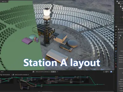 Blender Solar Power Tower Generator 3D model