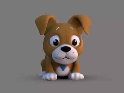 Cute Dog Cartoon  Low-poly 3D model