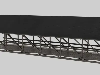 Wooden Covered Bridge Low-poly 3D model