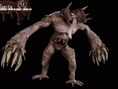 Necromutant6 creature with claws and claws Low-poly 3D model