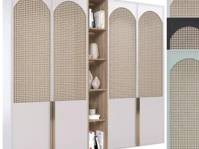 Rattan wardrobe furniture 02 3D model