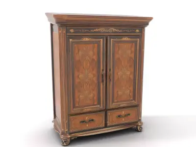 Ornate Wooden Wardrobe model pack Low-poly 3D model