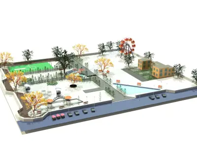 Detailed City Park 3D Model Free 3D model