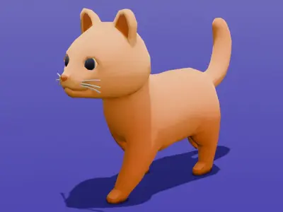 Cartoon Cat Animated Rigged 3D Model Low-poly 3D model