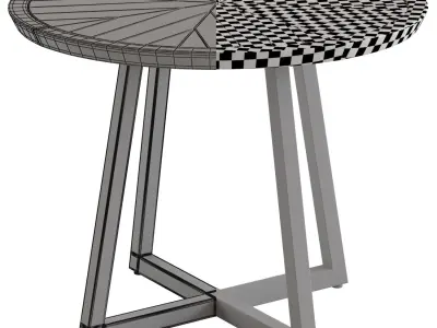 Crisal Decoration Wooden Round Table 3D model