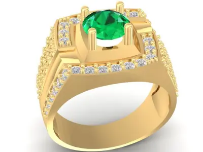 Luxury Square Gemstone Men Ring 2897 3D print model