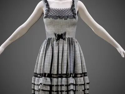 4 Dresses -low poly- vol-08 Low-poly 3D model