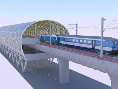 Elevated station with Siemens Vectrain 3D model