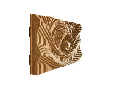 Parametric Wavy Wooden Wall Decor 20 - wood cutting machines  3D model