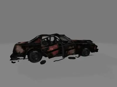 wrecked car Low-poly 3D model