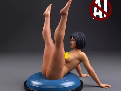 A chubby girl at the gym 3D print model