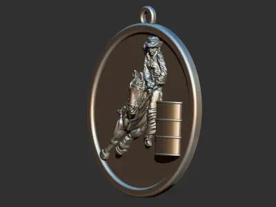 Woman Horse Barrel Racing 3D print model