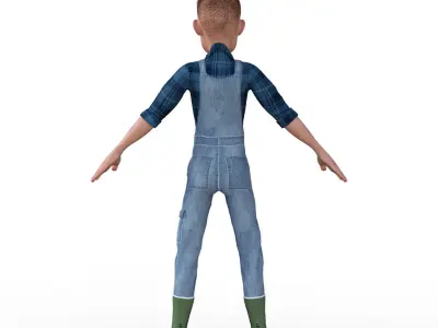 3D Cartoon Character Farmer 3D model