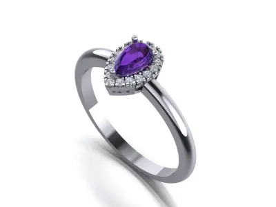 Pear diamond ring 3d model pritable 3D print model