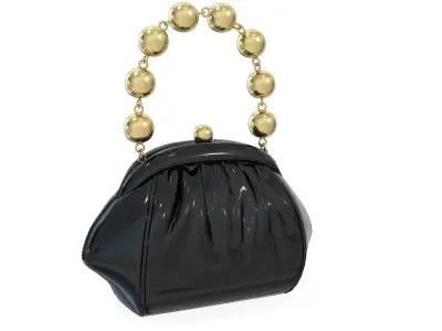 Handbag Purse with a gold chain Low-poly 3D model
