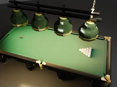 Luxury Classic Billiard Table Set - High-Quality 3D Mode Low-poly 3D model