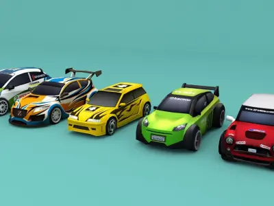 Low Poly Rally Car Pack Low-poly 3D model Low-poly 3D model
