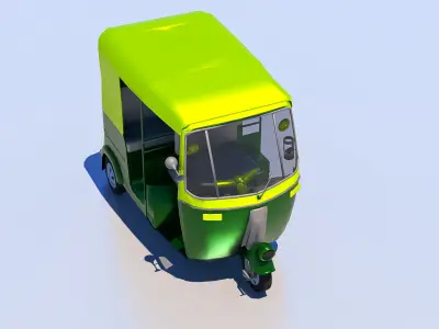 high poly Tuk Tuk auto Rickshaw Driver 3D Low-poly 3D model