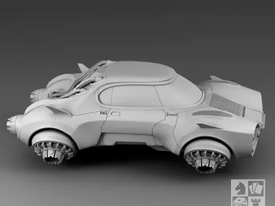 Futuristic Maneuverable car 3D print model