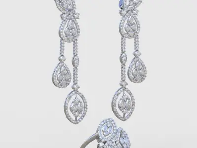 Ring and  Earring  Set 3D printable model 0079 3D Model Pack