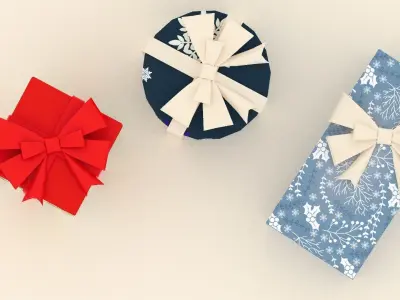 Gift boxes with a bow Low-poly 3D model