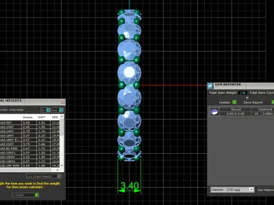 U Shaped Eternity Ring 3 point 4 mm stone size swiss 8 and EU48 3D print model