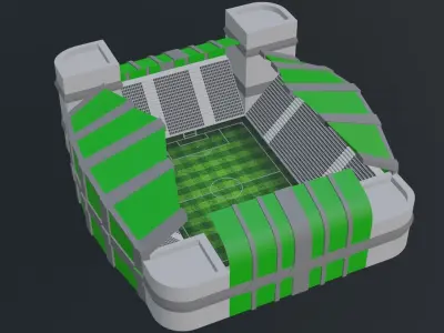 Football Stadium - Green Low-poly 3D model