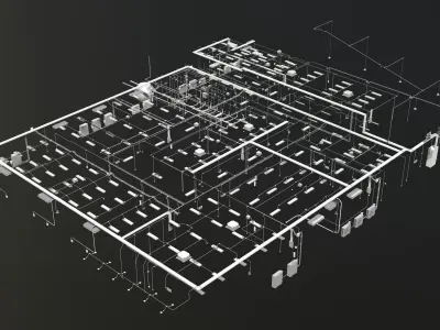 MEP piping in building 3D model