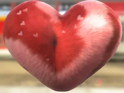 Fluffy Heart Plush Low-poly 3D model