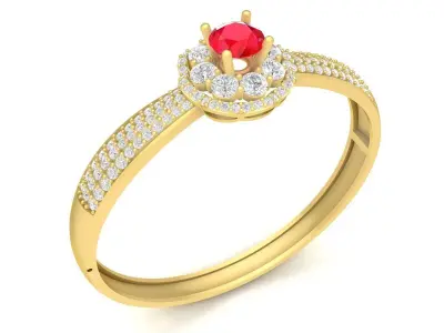 Luxury Halo Ring with Red Center Stone  3785 3D print model