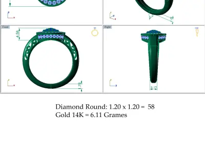 Halo Diamond Ring 34 3D print model