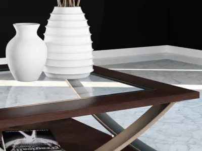 Table coffee with glass top 3D model