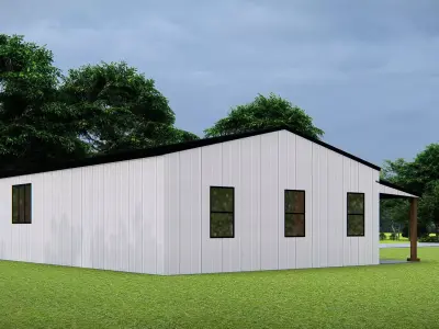 Modern American Farmhouse Exterior 3D Model Rustic Minimalist 3D model
