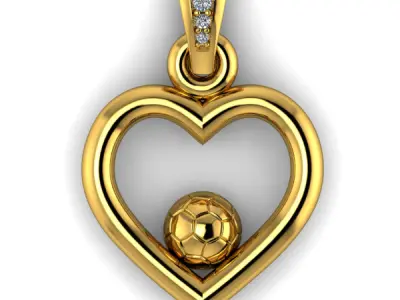  Soccer Ball Heart Pendant Necklace Charm Bracelet Jewelry 3D print model