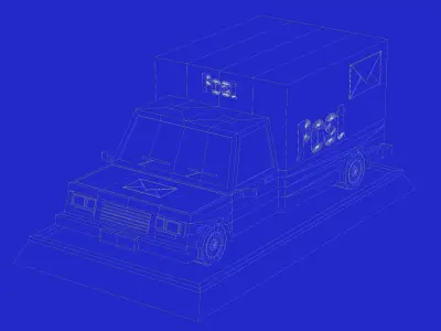 Postal Truck Low Poly  Low-poly 3D model