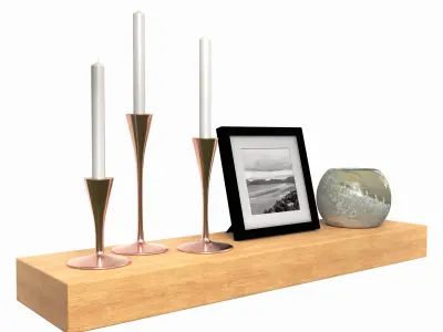 Wall Shelf with Decoration v01 3D model