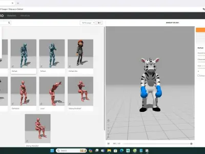 Boxing Zebra Animal Animated  Low-poly 3D model