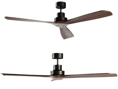 LANTAU Matt black ceiling fan Low-poly 3D model