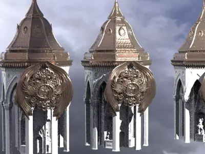 Steampunk Medieval Tower Angel design 3D model