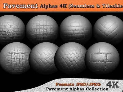 60 Alpha pavement 4K -Seamless -Tileable 3D model