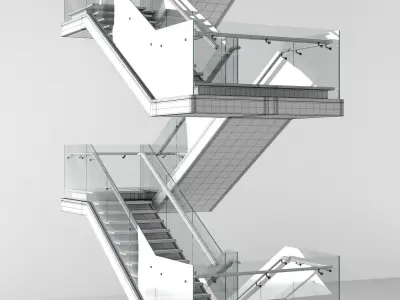Wooden stairs 2 3D model