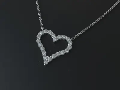 Elegant Diamond Heart Pendant Necklace - 3D Printable Model 3D print model