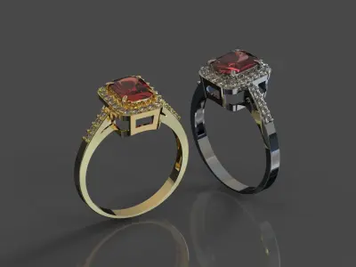 One stone with Diamond ring  Free 3D model stl 3dm obj Free 3D print model