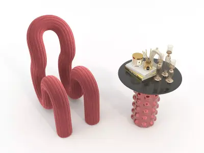 Modern Coffee Table and Chair 6 3D model